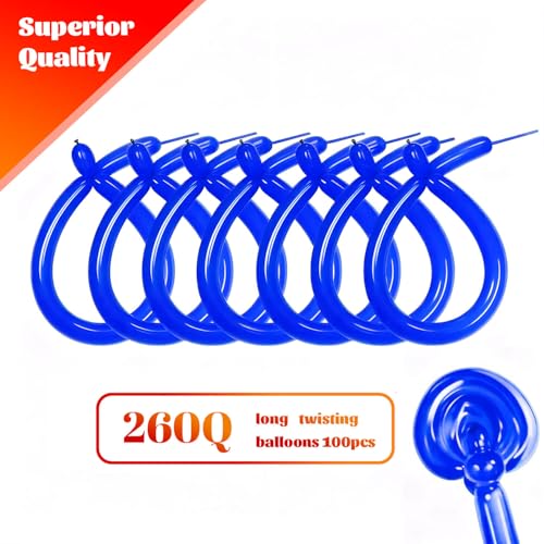 KAWKALSH 260 Blue Long Balloons for Balloon Garland Thickening Skinny Latex Twisting Animals Modeling Christmas Birthday Wedding Party Festival Decorations 100pcs - Image 5