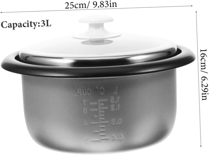 Non-stick Rice Cooker Inner Pot with Lid Multi-use Replacement Cooking Pot for Household Rice Cooking Soup Making and Cake Baking - Image 2