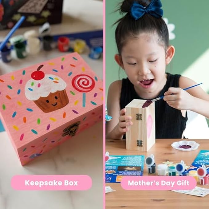ALL-IN-ONE DIY WOODEN BOX PAINTING KIT FOR KIDS GIFT FOR BOYS AND GIRLS OF ALL AGES, USE AS MEMORY, HALLOWEEN, JEWELRY, BIRTHDAY OR CHRISTMAS ACTIVITY KIT - Image 4