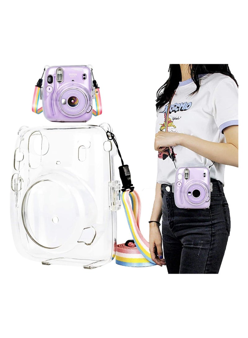 General Instant for Mini 11 Clear Case, Clear Protective Case, Compatible with Fujifilm Instax Mini 11 Instant Camera with Adjustable Rainbow Shoulder Strap for Friends and Family  - Image 1