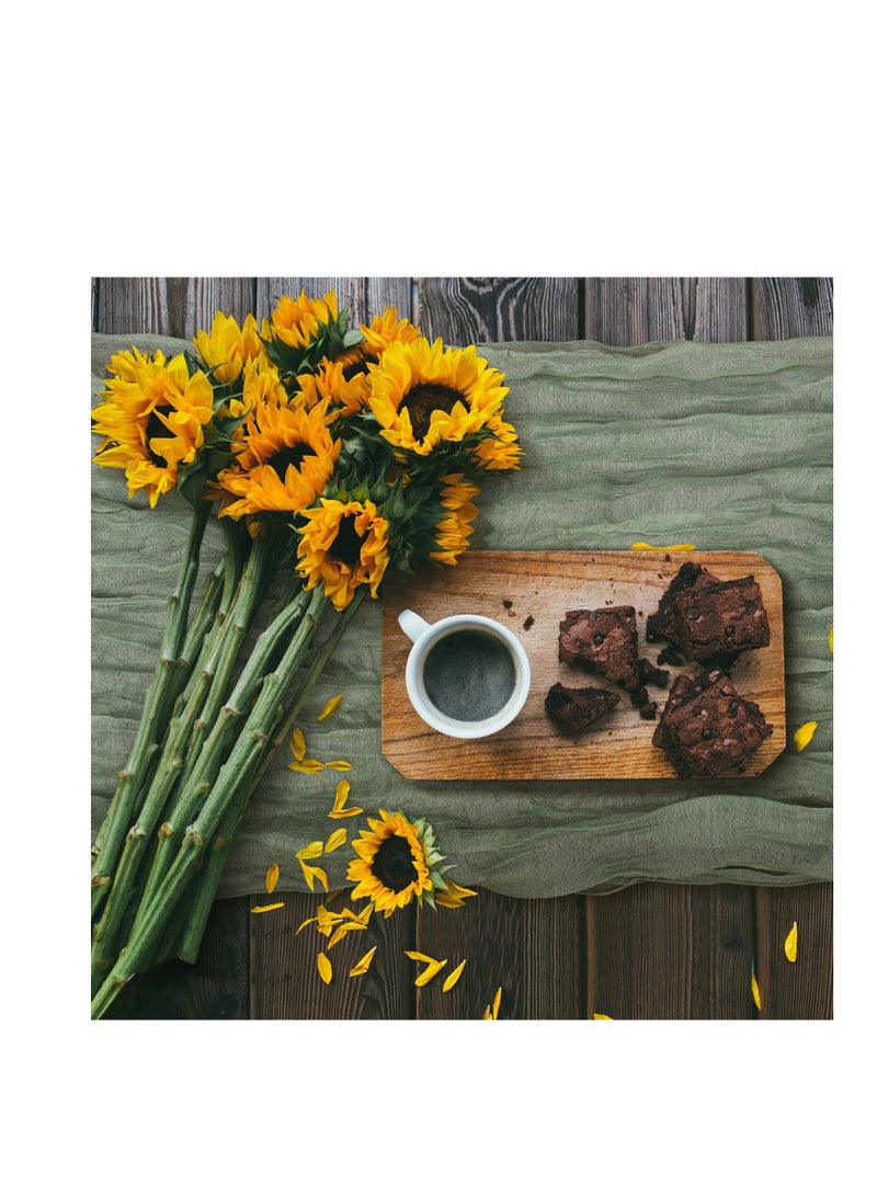 SYOSI 10 قطع من منديل الجبنة من القماش المخرم منديل عشاء مجعد 197 x 197 بوصة منديل طاولة قماش زخرفي للاستخدام المنزلي وحفلات الزفاف والزينة العائلية والاستخدام اليومي (أخضر مريمي) - Image 4