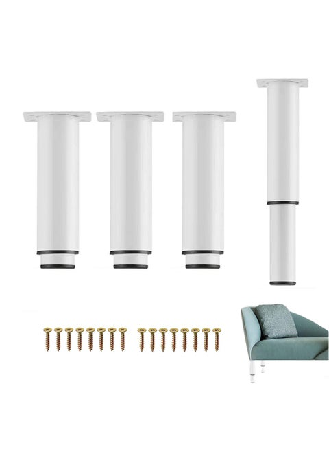 Metal Adjustable Height Furniture Legs 4.7-8 inch, Heavy Duty Support Legs for Furniture Set of 4, Adjustable Height Replacement Support Leg for Sofa/Dresser/Bed/Chair/Coffee Table