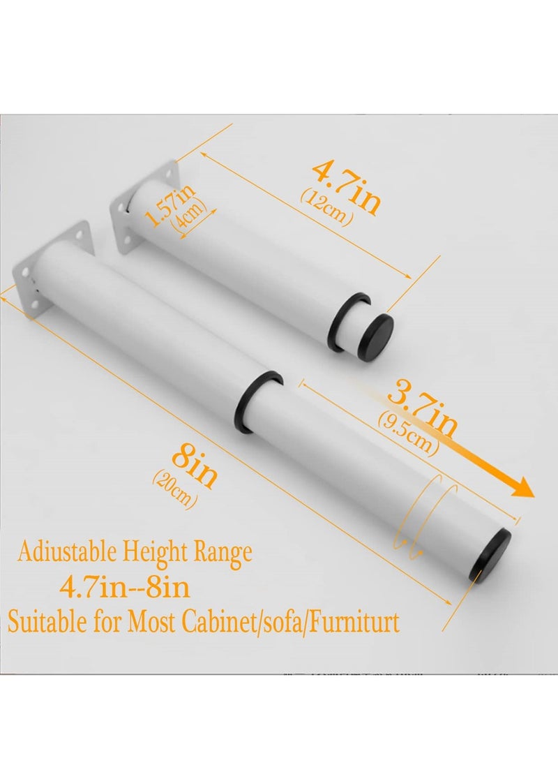 Metal Adjustable Height Furniture Legs 4.7-8 inch, Heavy Duty Support Legs for Furniture Set of 4, Adjustable Height Replacement Support Leg for Sofa/Dresser/Bed/Chair/Coffee Table