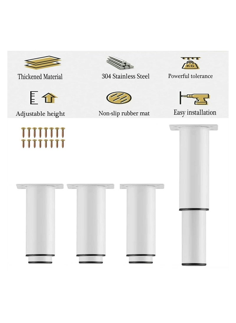 Metal Adjustable Height Furniture Legs 4.7-8 inch, Heavy Duty Support Legs for Furniture Set of 4, Adjustable Height Replacement Support Leg for Sofa/Dresser/Bed/Chair/Coffee Table