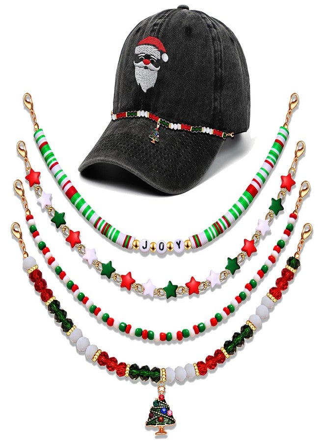 CEALXHENY Christmas Trucker Hat Chains Holiday Hat Accessories Detachable Star Heishi Crystal Beaded Chains for Mesh Baseball Cap Decorations Party Supplies (Pattern C) - Image 1
