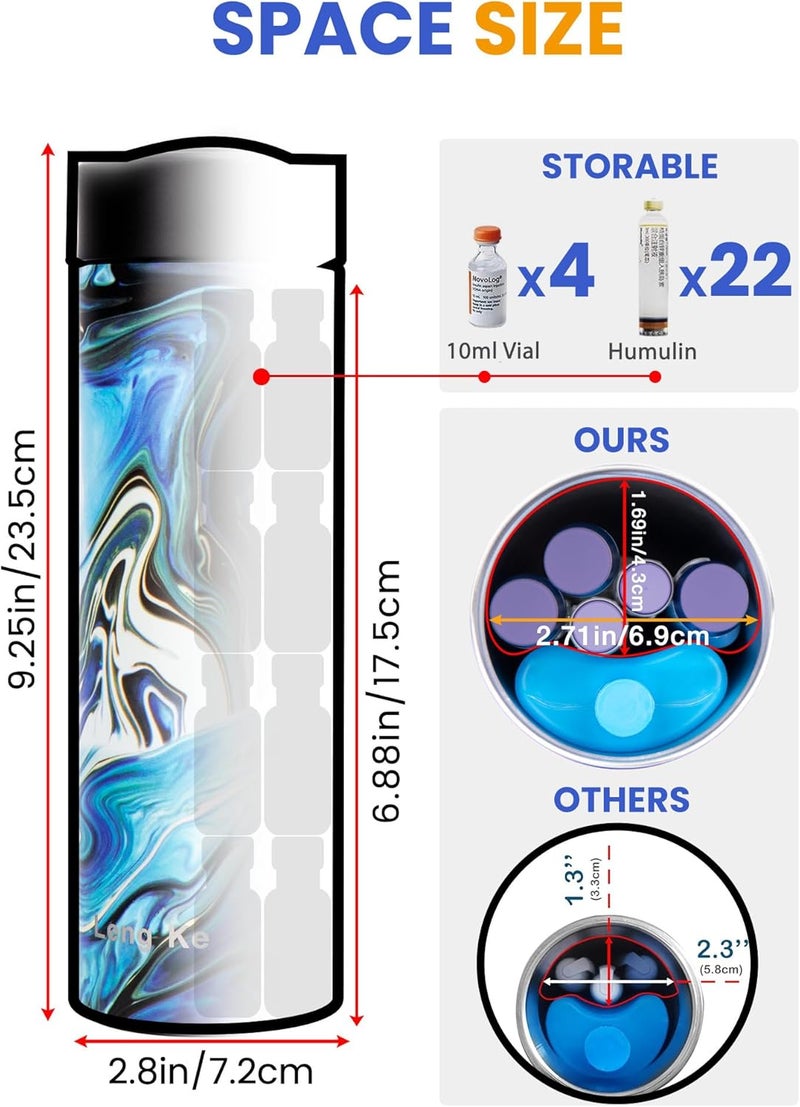 SUNMON Insulin Cooler Travel Case  TSA Approved Diabetes Medical Cooler Bottle Portable Insulin Pen Case for Diabetic Supplies Abstract Blue - Image 2