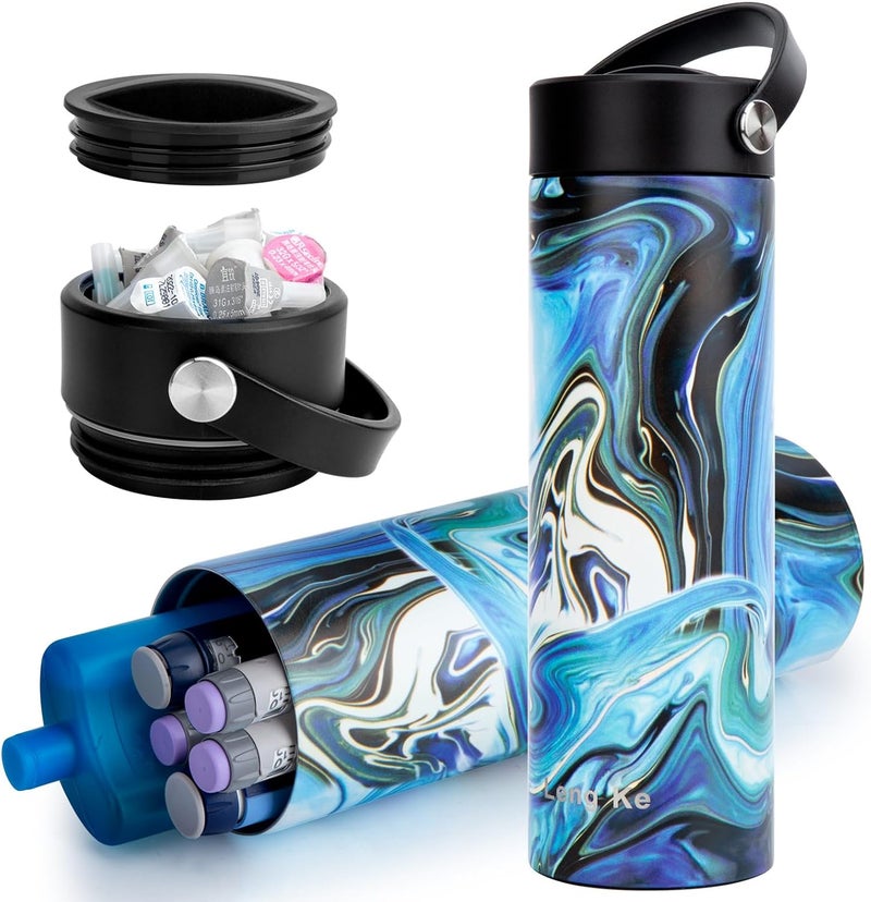 SUNMON Insulin Cooler Travel Case  TSA Approved Diabetes Medical Cooler Bottle Portable Insulin Pen Case for Diabetic Supplies Abstract Blue - Image 1