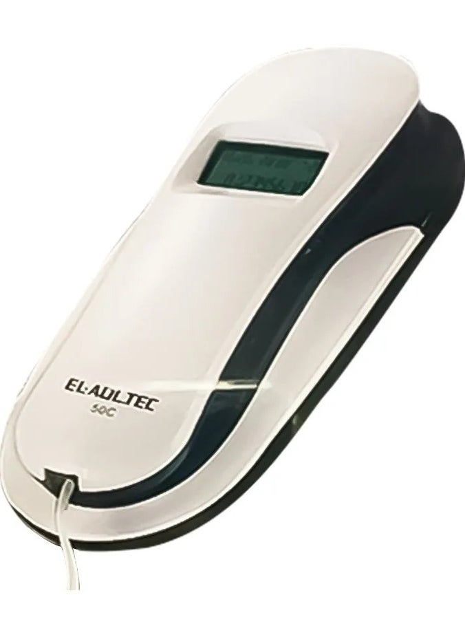 EL-Adl.Tec Al-Adl Tech heavy-duty landline phone, model 50C, landline, with cord, showing 35 memory for incoming calls, redial function, LCD screen for year, month, date, and time  - Image 1