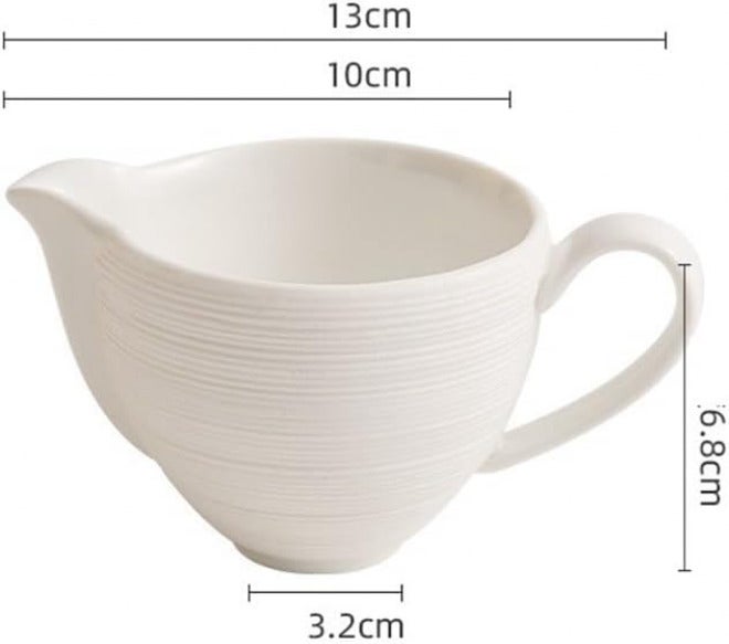 Gravy saucer Ceramic Line Pattern Milk Pitcher With Handle Creative Pointed Mouth Sauce Pot For Hotel Restaurant Boats(Large) - Image 2