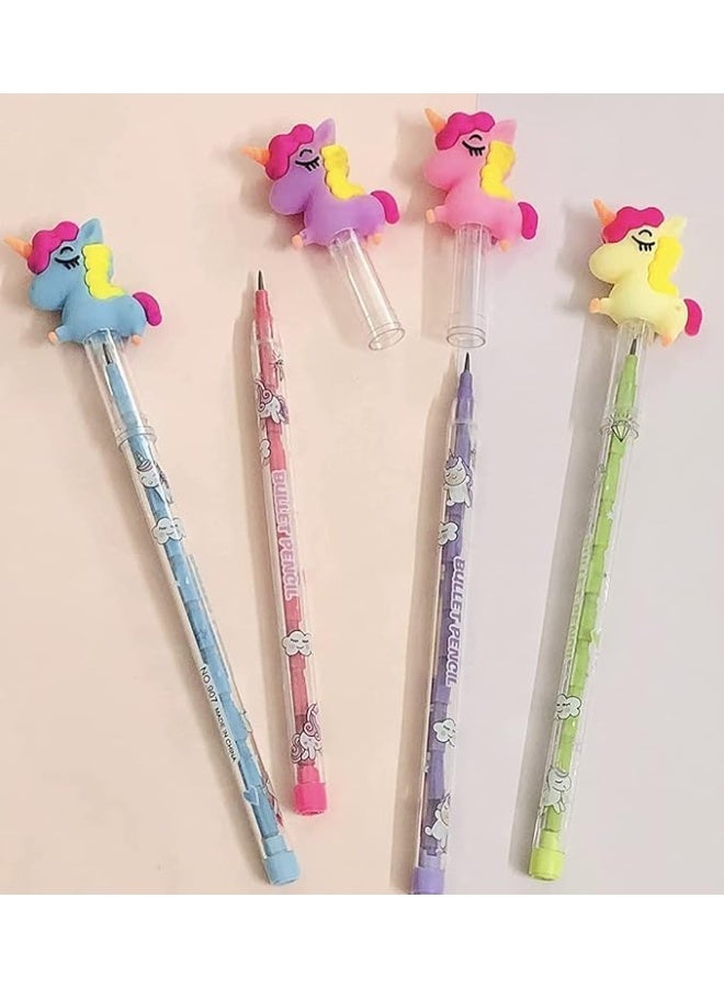 2 PCS Cute Unicorn Pencil Set - Multi-Color Vibrant Bullet Pencils - Ideal as Birthday Party Favors & School Supplies for Girls - Image 1