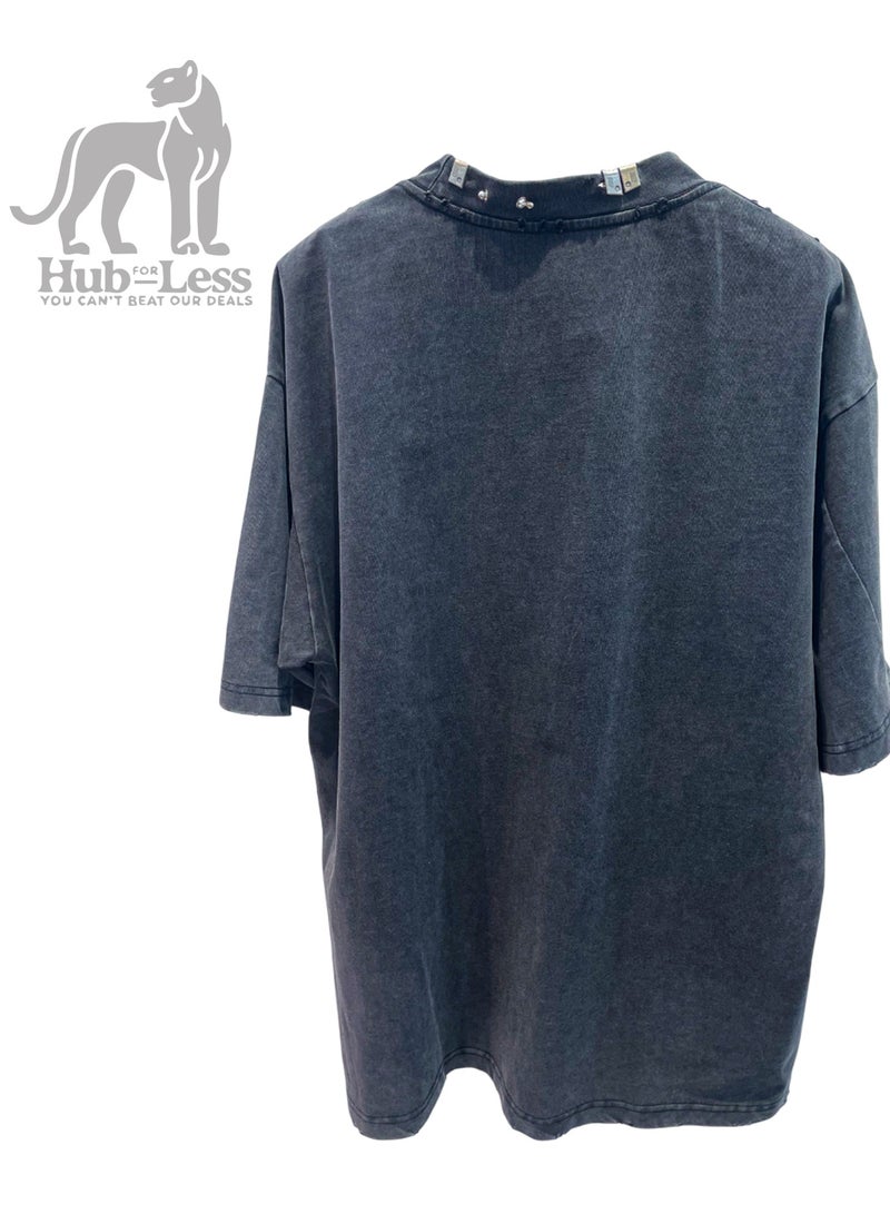 Hub For Less Men's T-shirt with Collar Accessory - Image 3