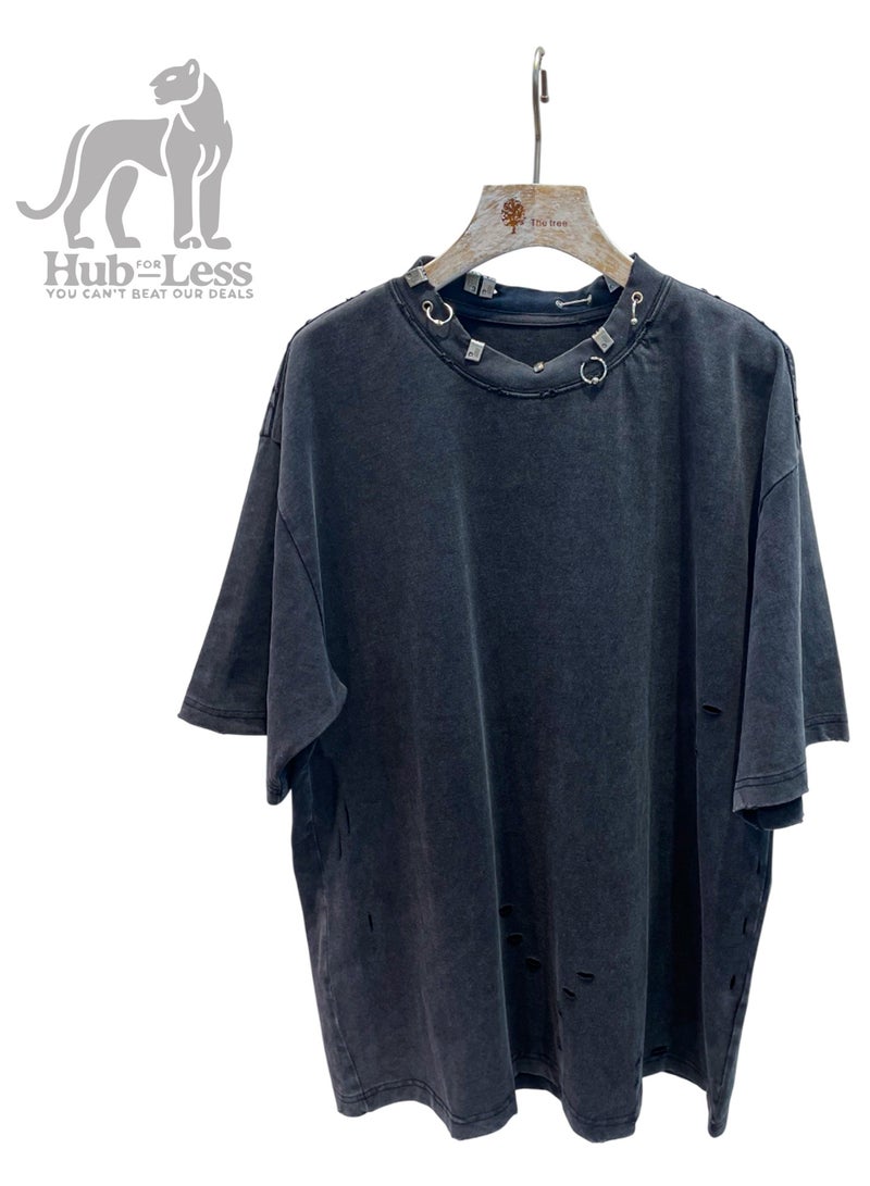 Hub For Less Men's T-shirt with Collar Accessory - Image 1