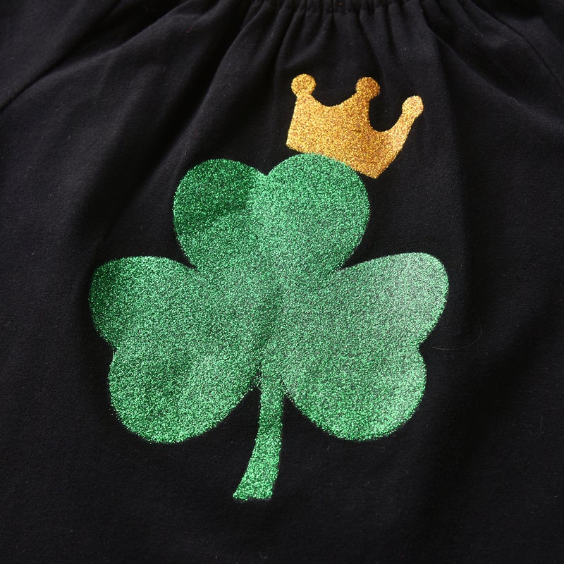 Spring and Autumn New and Girls Long Sleeve Suit St. Patrick''s Day Children''s Four-leaf Clover Two-piece Set - Image 4