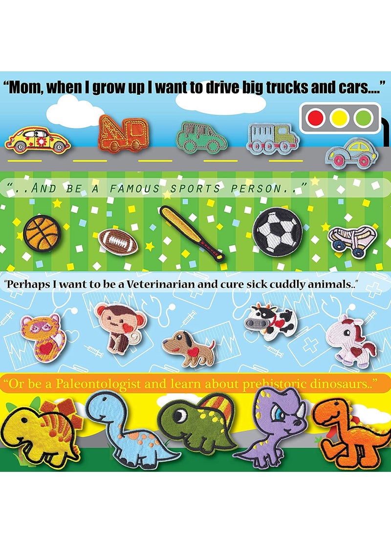 40pcs Fun Kids Iron-On Embroidered Patches for Clothing, Jackets, Hats, Backpacks, and Jeans - Featuring Dinosaurs, Cars, Sports, Space, Animals, Robots, and Inspirational Designs for Boys and Girls. - Image 4