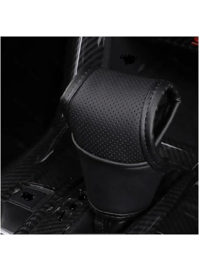 Universal Car Gear Shift Knob Cover Leather Non-Slip Auto Knob Cover Protector Comfortable Soft Vent Protector (Black) - Image 1