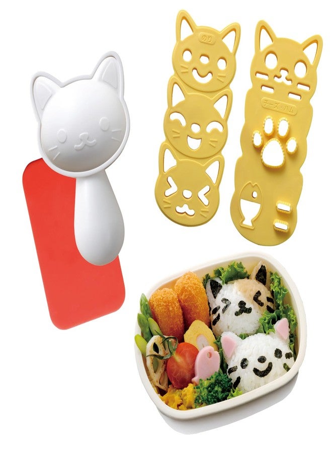 Arnest Cute Cat Rice Ball Mold Kit for Kids with Seaweed Nori Cutter - Onigiri Bento Decoration Supplies Kitchen Tool DIY Musubi Press - Japan Import - Image 1