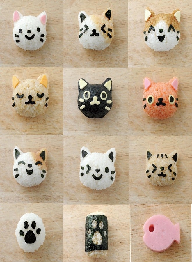 Arnest Cute Cat Rice Ball Mold Kit for Kids with Seaweed Nori Cutter - Onigiri Bento Decoration Supplies Kitchen Tool DIY Musubi Press - Japan Import - Image 5
