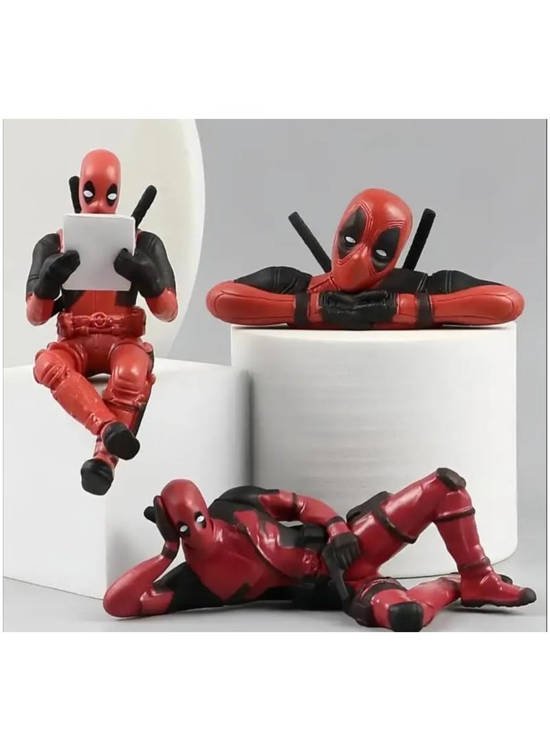 Original Yourkarts Deadpool Action Figure PVC Model Movable Joint Set of 3 for Office Desk, Home Decor, Unique Decoration for Car Interiors  - Image 1