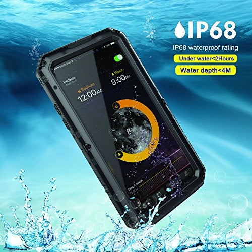 Mitywah Waterproof Case for iPhone X/XS, Heavy Duty Durable Metal Full Body Protective Case Built-in Screen Protection Waterproof Shockproof Dustproof Rugged Military Grade Defender, Black - Image 3