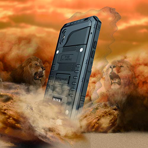 Mitywah Waterproof Case for iPhone X/XS, Heavy Duty Durable Metal Full Body Protective Case Built-in Screen Protection Waterproof Shockproof Dustproof Rugged Military Grade Defender, Black - Image 4