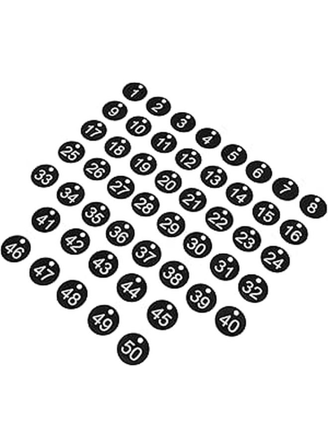 علامات مفاتيح مرقمة 1-50، ملصقات مفاتيح بلاستيكية، ثقب دائري، ترميز المعدات، فرز الأمتعة - Image 1