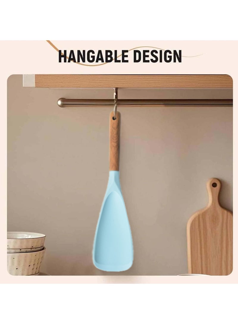 CMGTYYD 2PCS Consensuts Multi Function Spoon, Consensuts Spatula, 2-in-1 Long Wood Handle Matte Silicone Scoop Salad Spoons, Cooking Spoon for Nonstick Cookwares, Multi-Function Spatula Spoon - Image 5