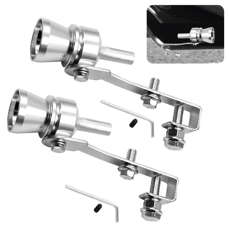 ijuicy 2 PCS Car Turbo Whistle Exhaust Muffler Pipe Whistle Turbo Sound Whistle Exhaust Muffler Aluminum Car Turbo Sound Simulator Universal Modification Accessories for Most Cars Silver M - Image 3