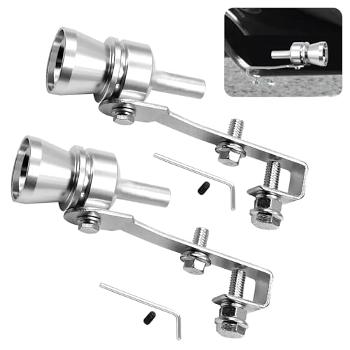 ijuicy 2 PCS Car Turbo Whistle Exhaust Muffler Pipe Whistle Turbo Sound Whistle Exhaust Muffler Aluminum Car Turbo Sound Simulator Universal Modification Accessories for Most Cars Silver M - Image 1