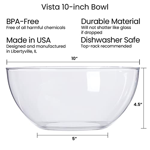 US Acrylic Vista Clear Plastic Salad and Serving 10-inch Bowls | set of 3 | Reusable, BPA-free, Made in the USA | 135 oz. capacity - Image 5