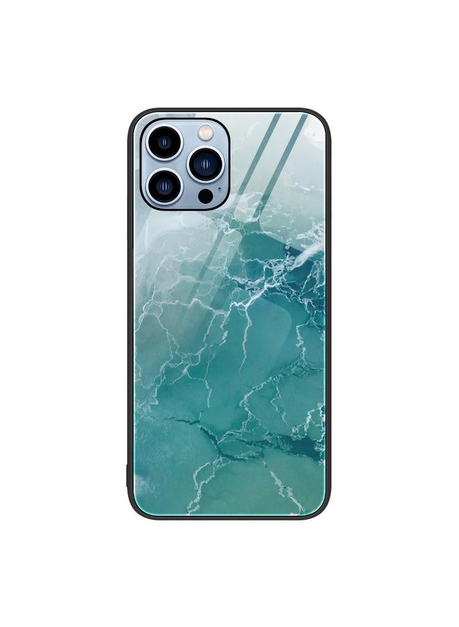 اس-توب جراب هاتف iPhone 15 Pro Max بنمط رخامي من الزجاج الواقي - Image 1