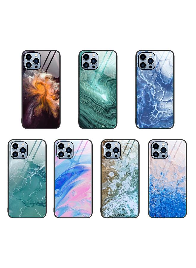 اس-توب جراب هاتف iPhone 15 Pro Max بنمط رخامي من الزجاج الواقي - Image 2