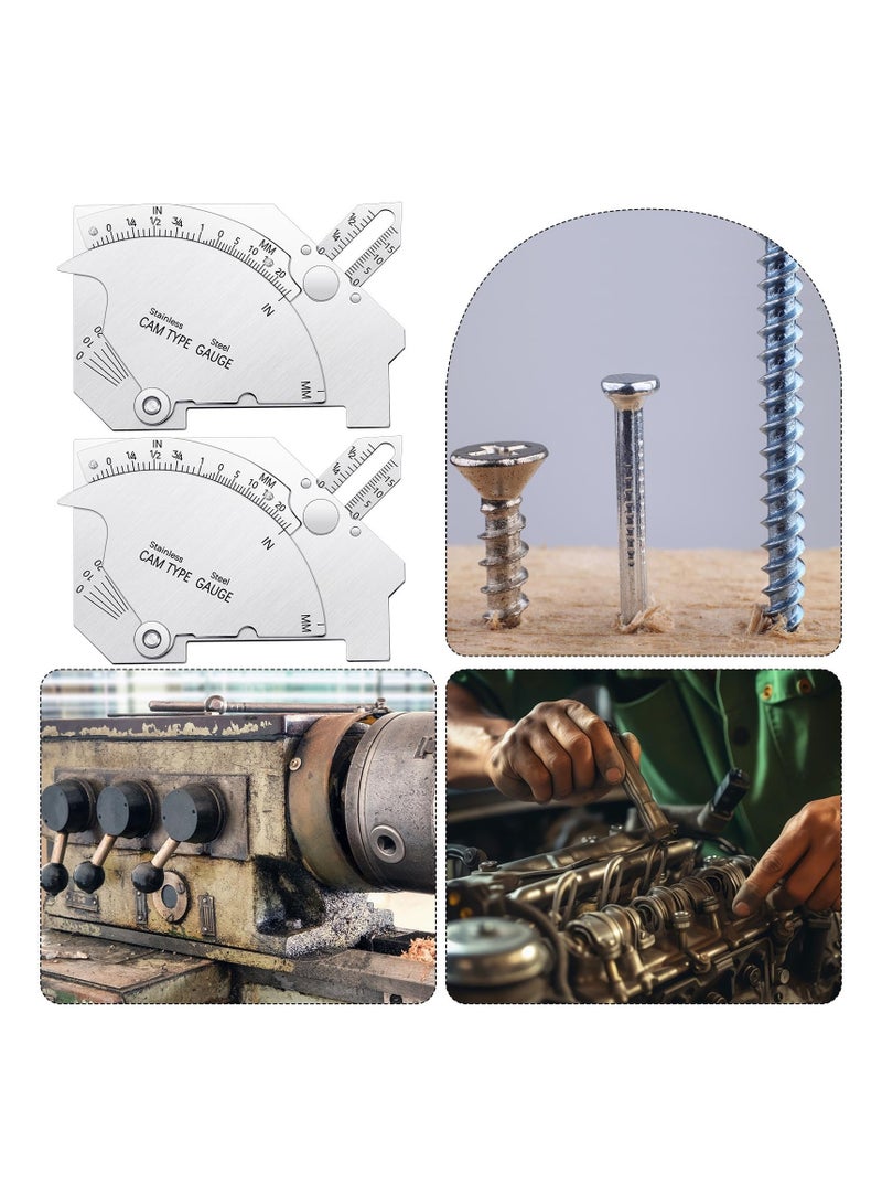 2 Pieces Bridge Cam Gage Welding Gauge Weld Gauge Welding Fillet Throat Gage Bridge Cam Gage Test Ulnar Welding Inspection for Inspection of Welded Surfaces Joints Stainless Steel Gauge Tool