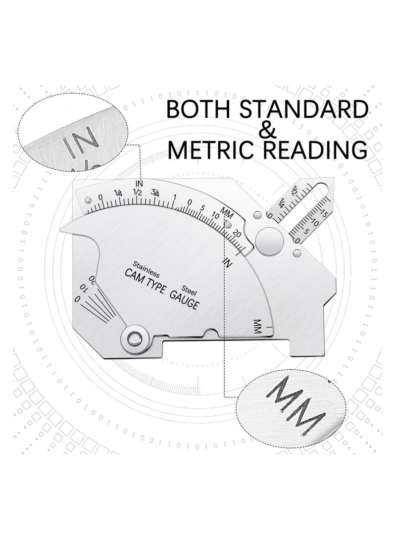 2 Pieces Bridge Cam Gage Welding Gauge Weld Gauge Welding Fillet Throat Gage Bridge Cam Gage Test Ulnar Welding Inspection for Inspection of Welded Surfaces Joints Stainless Steel Gauge Tool