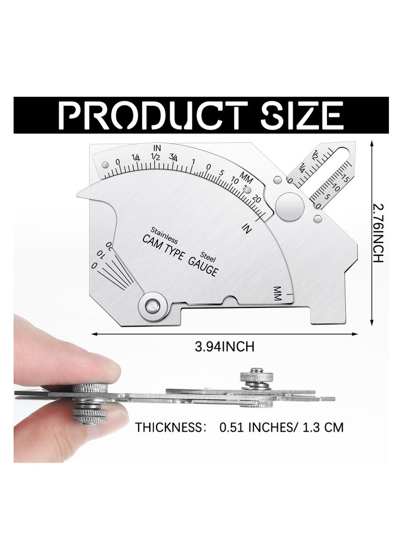 2 Pieces Bridge Cam Gage Welding Gauge Weld Gauge Welding Fillet Throat Gage Bridge Cam Gage Test Ulnar Welding Inspection for Inspection of Welded Surfaces Joints Stainless Steel Gauge Tool