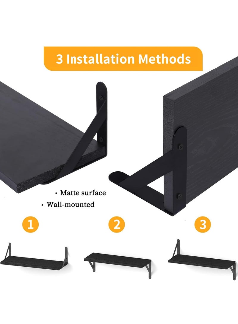 DURKU Rustic Floating Wood Shelves for Wall Storage and Display in Bathroom, Bedroom, Living Room - Photo, Vase Organizer and Decor Shelf for Aesthetic Room Organization - Image 4