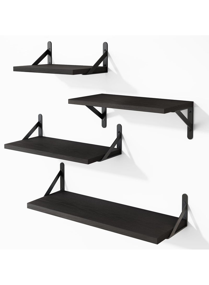 DURKU Rustic Floating Wood Shelves for Wall Storage and Display in Bathroom, Bedroom, Living Room - Photo, Vase Organizer and Decor Shelf for Aesthetic Room Organization - Image 1