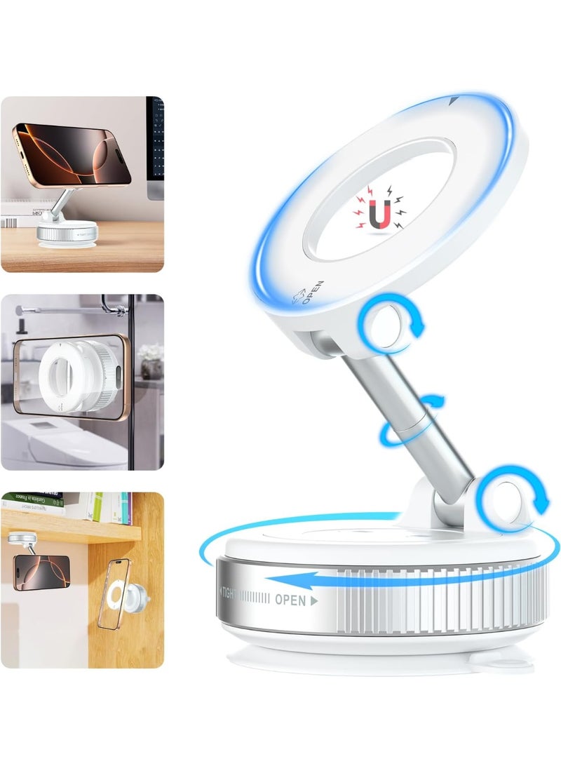 NIBEMINENT Vacuum Magnetic Car Phone Mount, 360° Rotating Magnetic Phone Holder, Car Suction Cup Phone Holder, Cell Phone Mount Stand, Suitable for Car/Mirror/Smooth Surface (White)  - Image 1