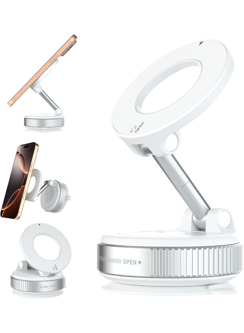NIBEMINENT Vacuum Magnetic Car Phone Mount, 360° Rotating Magnetic Phone Holder, Car Suction Cup Phone Holder, Cell Phone Mount Stand, Suitable for Car/Mirror/Smooth Surface (White)  - Image 2
