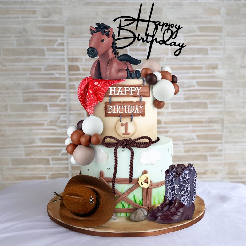KEEPARTY 31 PCS Cowboy Cake Decorations Hat and Boot Cake Toppers for Western Theme Birthday Baby Shower Cowboy Cowgirl Party Supplies - Image 3