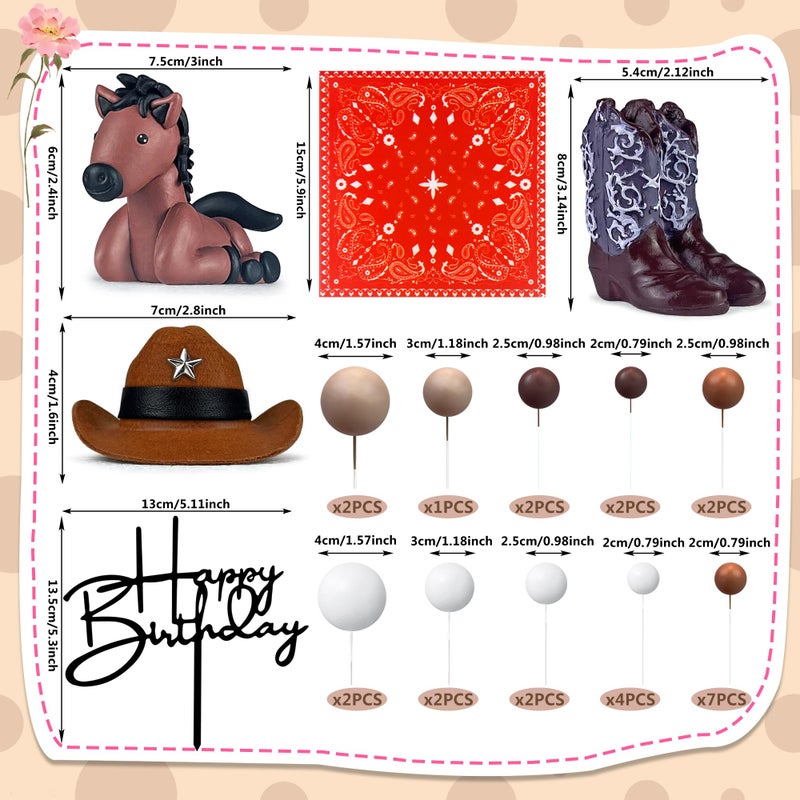 KEEPARTY 31 PCS Cowboy Cake Decorations Hat and Boot Cake Toppers for Western Theme Birthday Baby Shower Cowboy Cowgirl Party Supplies - Image 2