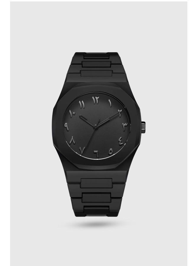 Black Carbon Watch with Arabic Numerals