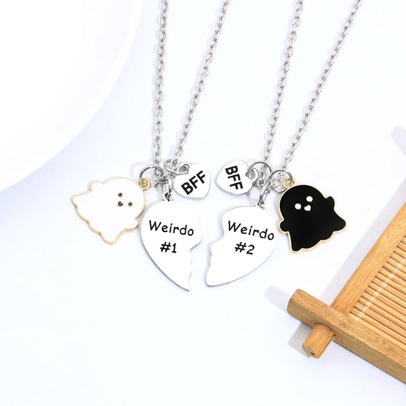 Maxforever Friendship Gifts, Weirdo 1 Weirdo 2psc Set Split Heart Pendant Necklaces BFF Gift for Best Friend - Image 4