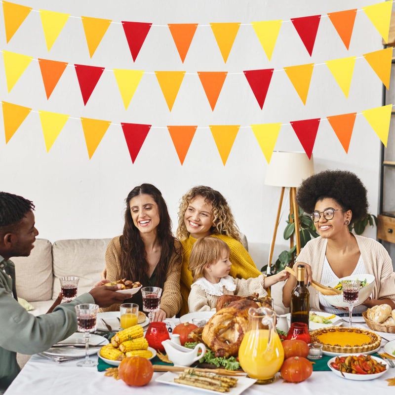 Jetec 5 Pieces 41 Feet Fall Pennant Banner Autumn Decoration Yellow Orange and Red Felt Triangle Flags Bunting Banners for Fall Thanksgiving Harvest Birthday Party Home Decor Indoor Outdoor Supplies - Image 5