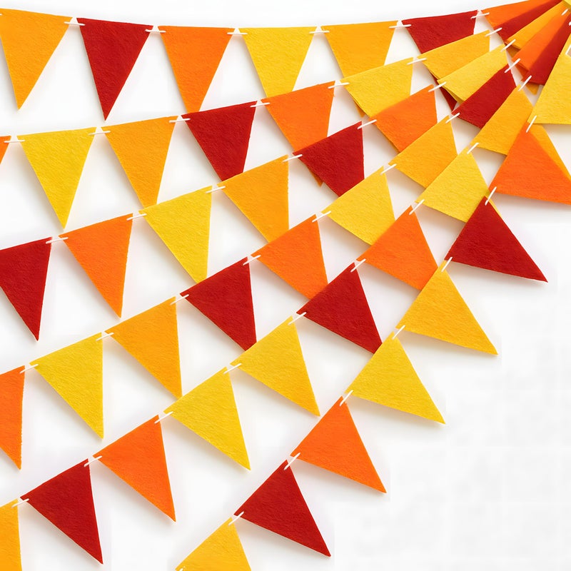 Jetec 5 Pieces 41 Feet Fall Pennant Banner Autumn Decoration Yellow Orange and Red Felt Triangle Flags Bunting Banners for Fall Thanksgiving Harvest Birthday Party Home Decor Indoor Outdoor Supplies - Image 1