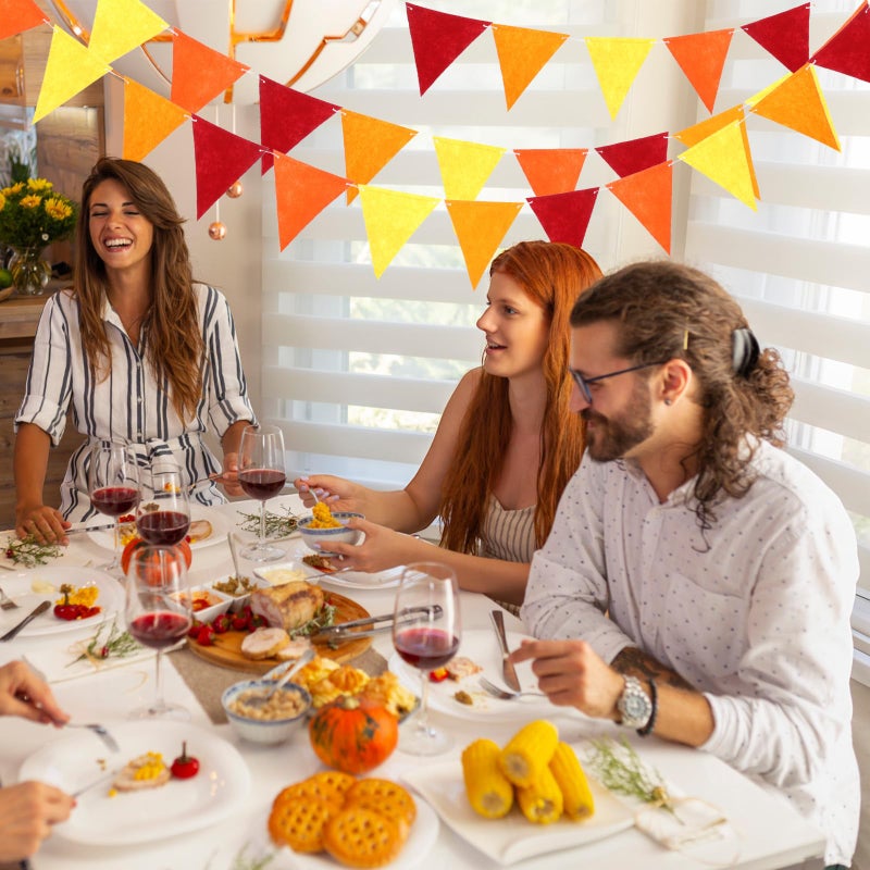 Jetec 5 Pieces 41 Feet Fall Pennant Banner Autumn Decoration Yellow Orange and Red Felt Triangle Flags Bunting Banners for Fall Thanksgiving Harvest Birthday Party Home Decor Indoor Outdoor Supplies - Image 4