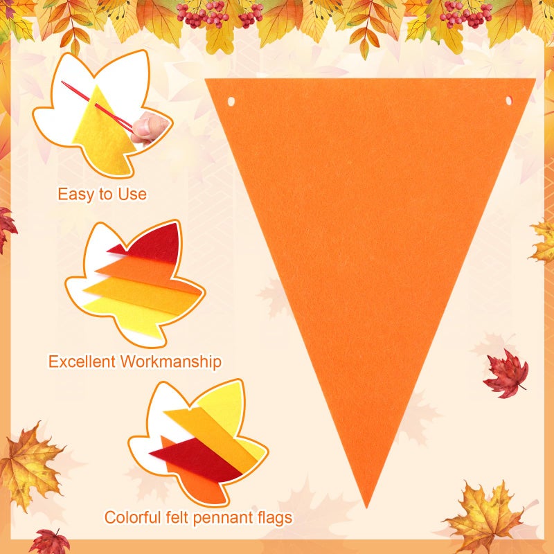 Jetec 5 Pieces 41 Feet Fall Pennant Banner Autumn Decoration Yellow Orange and Red Felt Triangle Flags Bunting Banners for Fall Thanksgiving Harvest Birthday Party Home Decor Indoor Outdoor Supplies - Image 3