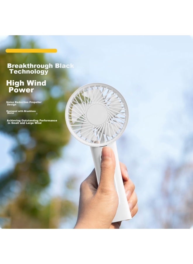 Newmine Handheld Fan, Mini Fan, Electric Fan, Small Stand-up And Handheld Dual-use, Foldable, Office, Student Dormitory, High-power, Desktop, Portable, Milk Tea Color - Image 2
