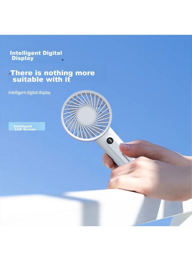 Newmine Handheld Fan, Mini Fan, Electric Fan, Small Stand-up And Handheld Dual-use, Foldable, Office, Student Dormitory, High-power, Desktop, Portable, Milk Tea Color - Image 1