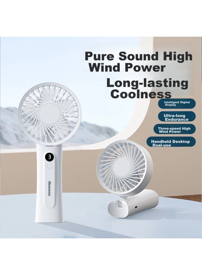 Newmine Handheld Fan, Mini Fan, Electric Fan, Small Stand-up And Handheld Dual-use, Foldable, Office, Student Dormitory, High-power, Desktop, Portable, Milk Tea Color - Image 5