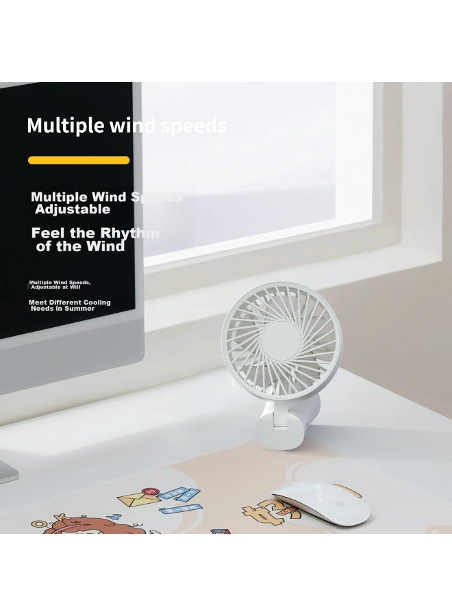Newmine Handheld Fan, Mini Fan, Electric Fan, Small Stand-up And Handheld Dual-use, Foldable, Office, Student Dormitory, High-power, Desktop, Portable, Milk Tea Color - Image 4